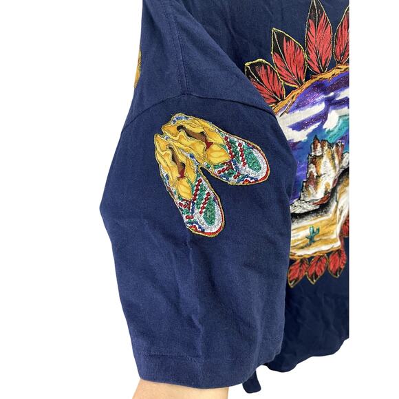 Vintage Single Stitch Navy Moccasin and Desert Hand Painted Tee Shirt Size‎ XL - Picture 8 of 8